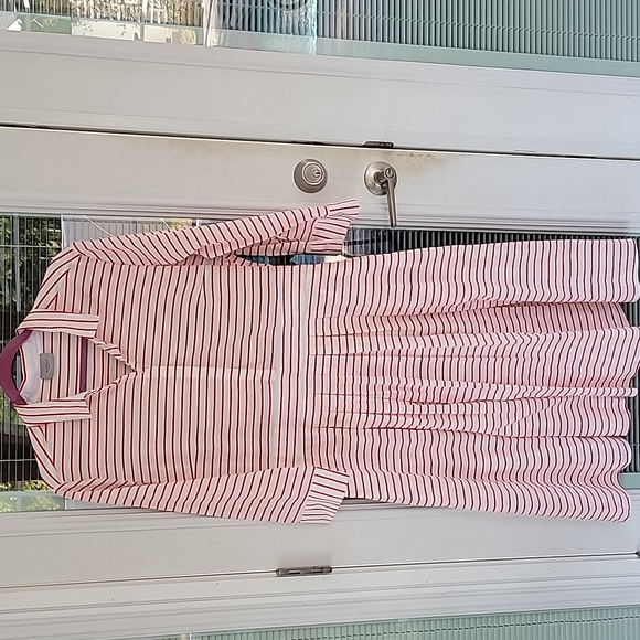 Marella Red Striped Collared Quiche Shirt Dress With Pockets Sz 14 - Picture 3 of 14